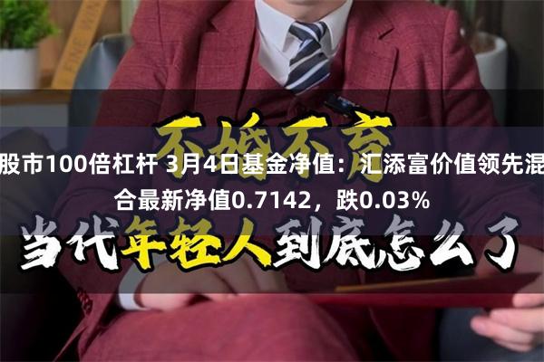 股市100倍杠杆 3月4日基金净值：汇添富价值领先混合最新净值0.7142，跌0.03%